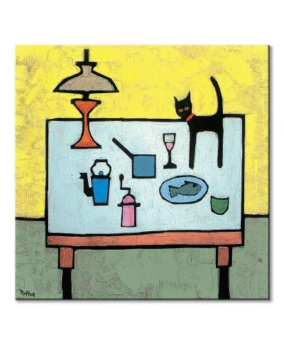 Cat And Fish Supper - obraz na płótnie