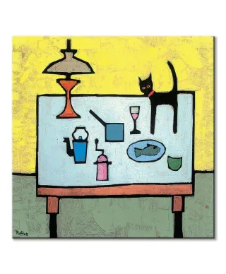 Cat And Fish Supper - obraz na płótnie