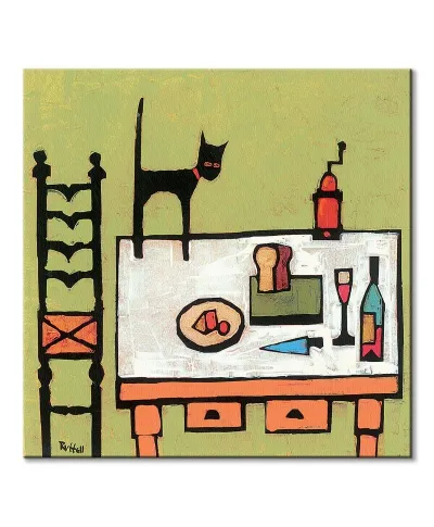 Cat On Table - obraz na płótnie