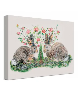 Rabbits And Roses - obraz na płótnie