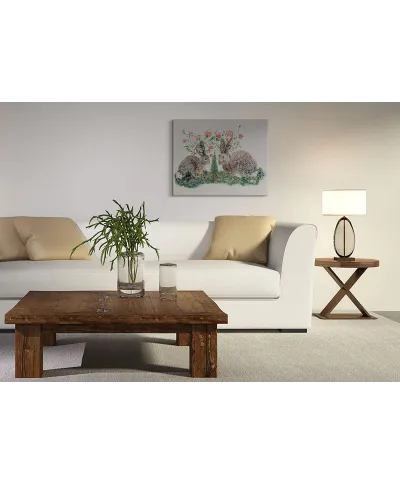 Rabbits And Roses - obraz na płótnie