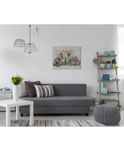 Rabbits And Roses - obraz na płótnie