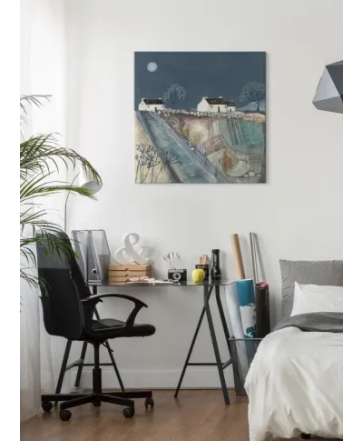 A Quilted Meadow by Moonlight - obraz na płótnie