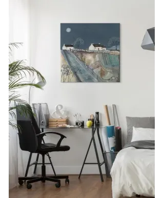 A Quilted Meadow by Moonlight - obraz na płótnie