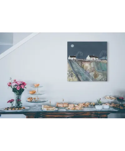 A Quilted Meadow by Moonlight - obraz na płótnie