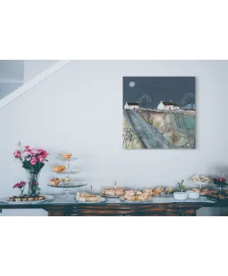 A Quilted Meadow by Moonlight - obraz na płótnie