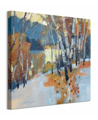 Birch, Frost and Winter Lake - obraz na płótnie
