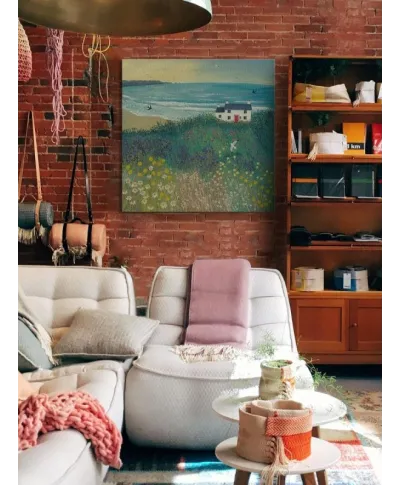 Cottage by Ocean Meadow - obraz na płótnie