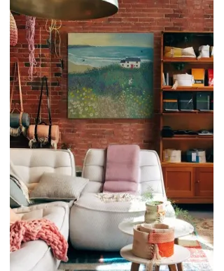 Cottage by Ocean Meadow - obraz na płótnie