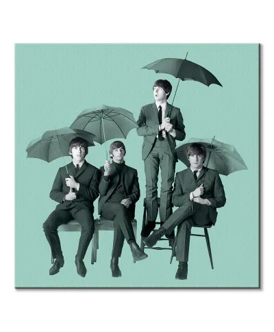 The Beatles Umbrellas - obraz na płótnie