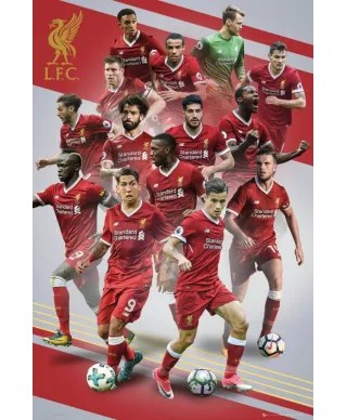 Plakat z zawodnikami zespołu - Liverpool 17/18