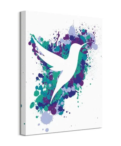 Splatter Silhouette Hummingbird - obraz na płótnie