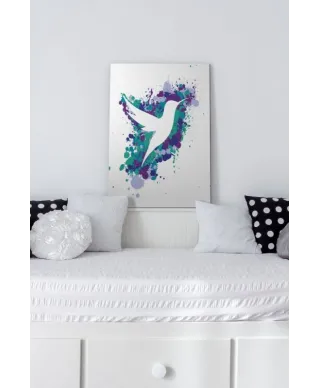 Splatter Silhouette Hummingbird - obraz na płótnie