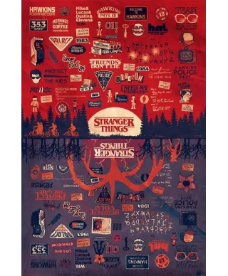 Stranger Things Upside Down Infografika - plakat