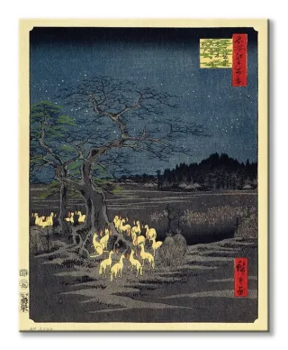 Foxes at the Changing Tree in Oji - obraz na płótnie