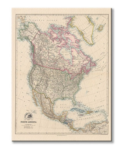 Stanfords Mapa Północnej Ameryki 1884 - obraz na płótnie