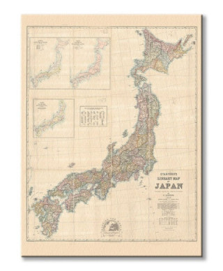 Stanfords Mapa Japonii 1879 - obraz na płótnie