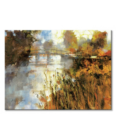 Bridge at Autumn Morning - obraz na płótnie