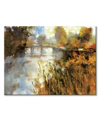 Bridge at Autumn Morning - obraz na płótnie