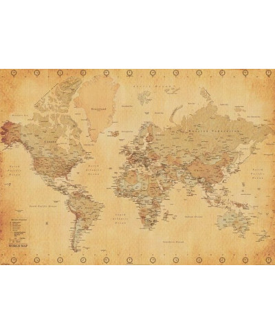 Mapa świata (Vintage Style) - plakat