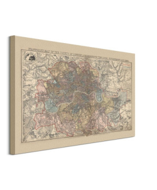 Stanfords Mapa Londynu 1888 - obraz na płótnie