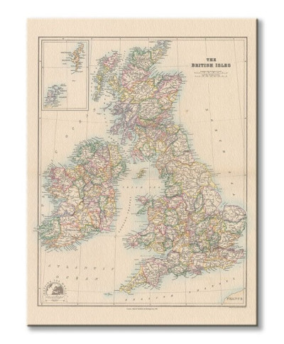 Stanfords Mapa Wielkiej Brytanii 1884 - obraz na płótnie