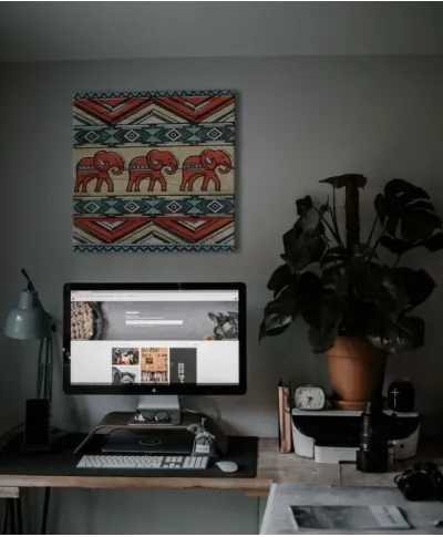 Tribal Elephants - obraz na płótnie