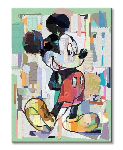 Mickey Mouse Office Decoupage - obraz na płótnie