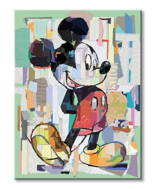 Mickey Mouse Office Decoupage - obraz na płótnie