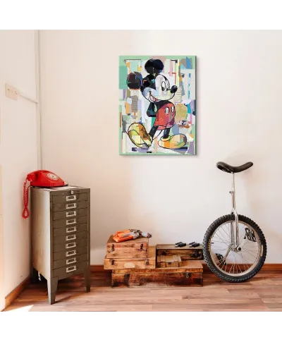 Mickey Mouse Office Decoupage - obraz na płótnie