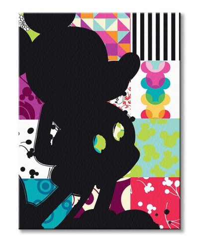 Mickey Mouse Patchwork Silhouette - obraz na płótnie