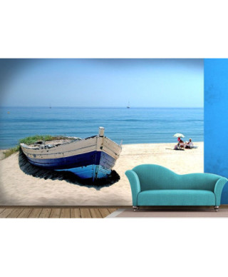 Fototapeta - Stara łódź na plaży - 254x183 cm
