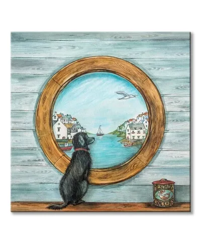 Piesek w oknie - obraz na płótnie