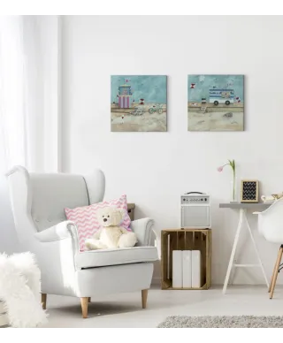 Zabawy na plaży - obraz na płótnie