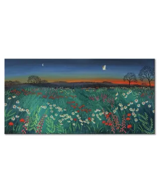 Łąka o zmierzchu - obraz na płótnie