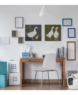 Kaczka i kaczątko - obraz na płótnie