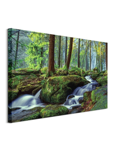 Leśny Wodospad - obraz na płótnie