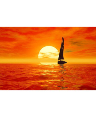 Fototapeta - Jacht, zachód słońca - 175x115 cm