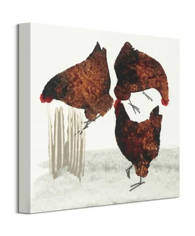 Trzy kury - obraz na płótnie