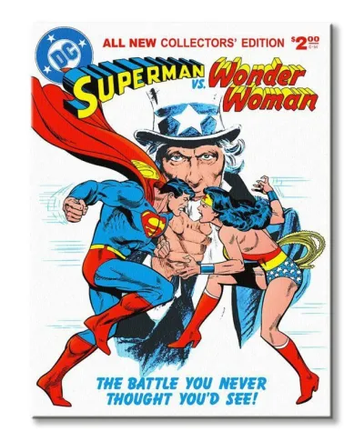 Superman vs Wonder Woman Battle - obraz na płótnie