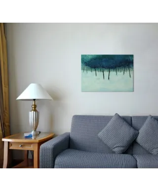 Blue Trees on White - obraz na płótnie