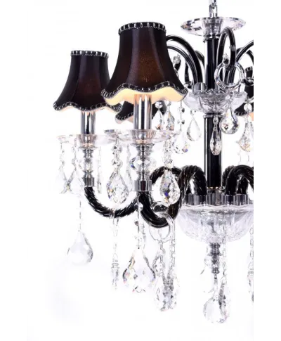 Żyrandol Klasyczny - Kryształowy - Czarny - Denica W6