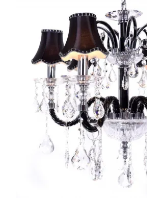 Żyrandol Klasyczny - Kryształowy - Czarny - Denica W6