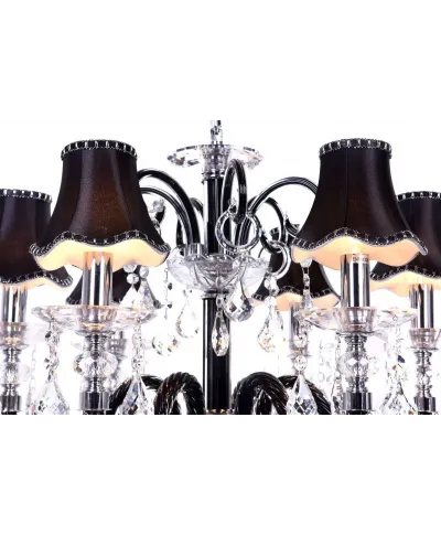 Żyrandol Klasyczny - Kryształowy - Czarny - Denica W6