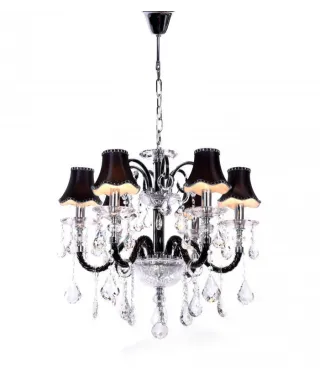 Żyrandol Klasyczny - Kryształowy - Czarny - Denica W6