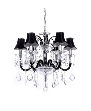 Żyrandol Klasyczny - Kryształowy - Czarny - Denica W6