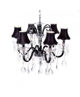 Żyrandol Klasyczny - Kryształowy - Czarny - Denica W6
