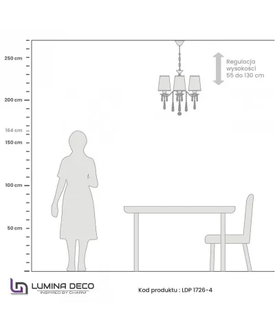 Żyrandol klasyczny - Kryształowy biały - Alessa W4