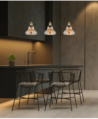 Lampa wisząca - Przezroczysta Bursztynowa - LOFT - Zubi