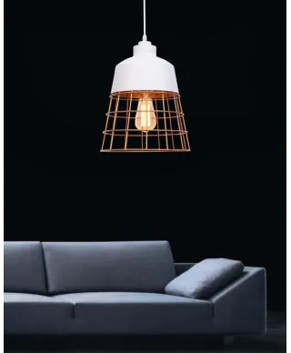 Lampa wisząca - Loft - Industrialna Biała - Bagsy